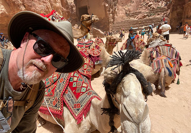 Close up of man with camel